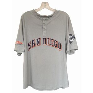 Tony Gwynn #19 - San Diego Padres - Gray Jersey Shirt 3 Button Top - XL Baseball